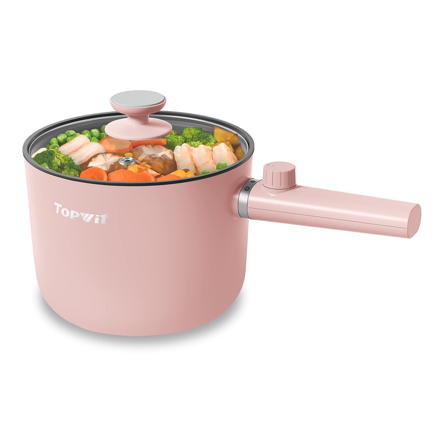 Topwit Hot Pot Electric, 1.5L Ramen Cooker, Portable Non-Stick Frying Pan, Electric Pot for Pasta, Steak, BPA Free, Electric Cooker with Dual Power Control, Over-Heating & Boil Dry Protection, Green