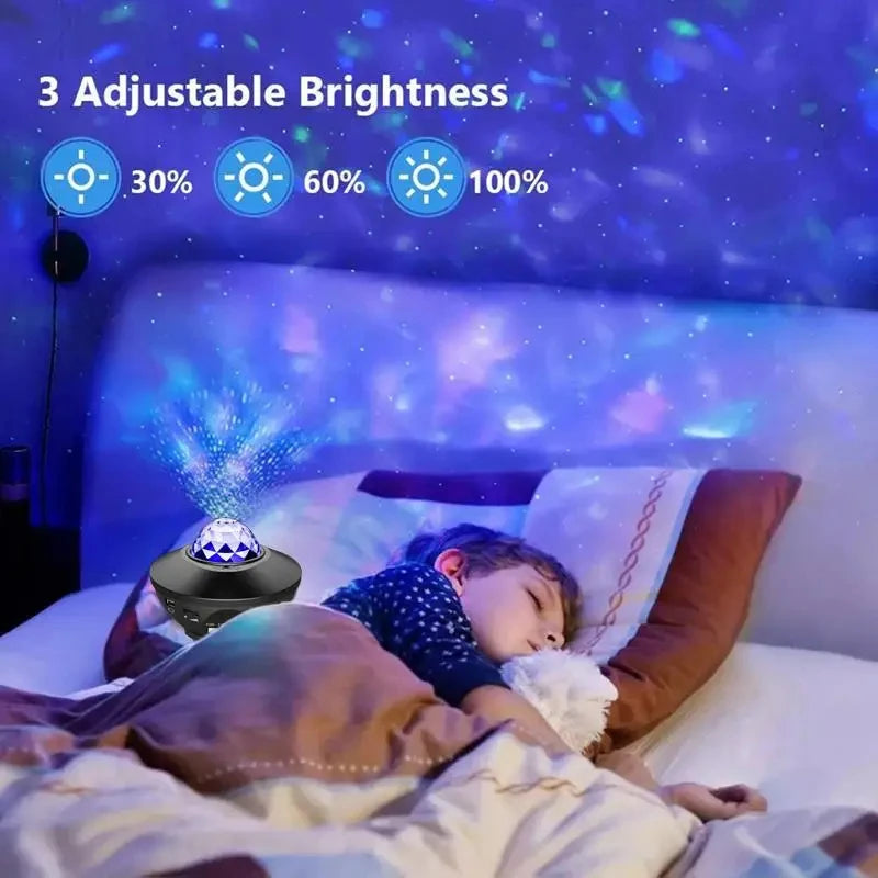 Star Night Light Projector Galaxy with Ocean Wave Music Speaker Sky Light Projector for Bedroom Decoration Birthday Gift Party