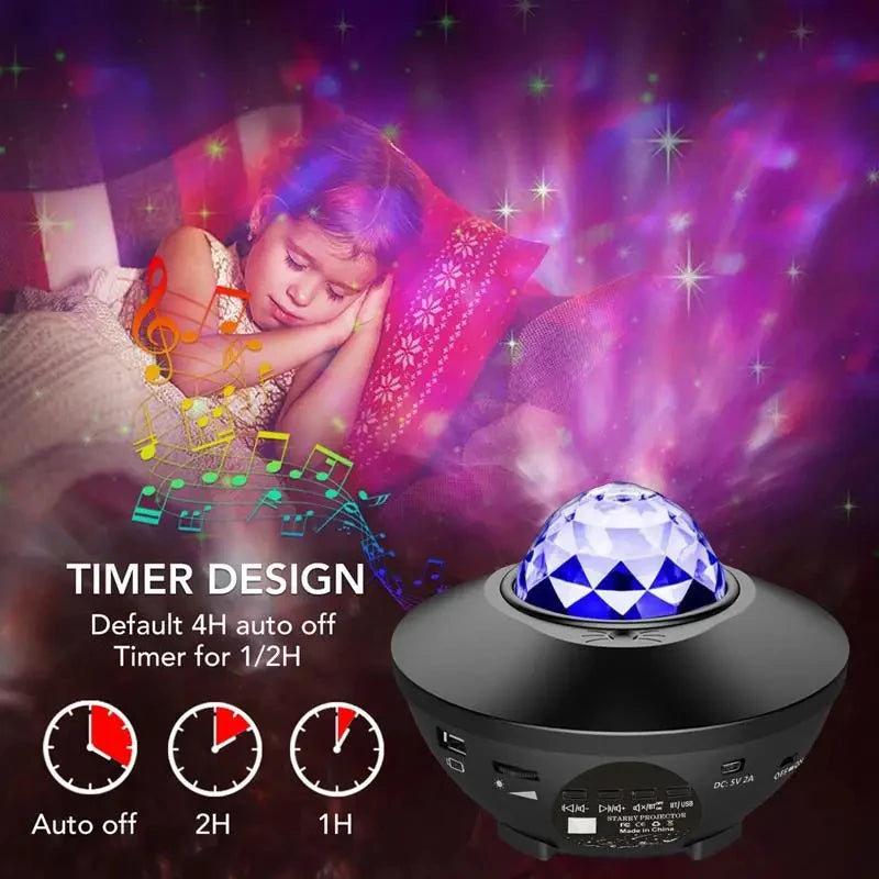 Star Night Light Projector Galaxy with Ocean Wave Music Speaker Sky Light Projector for Bedroom Decoration Birthday Gift Party