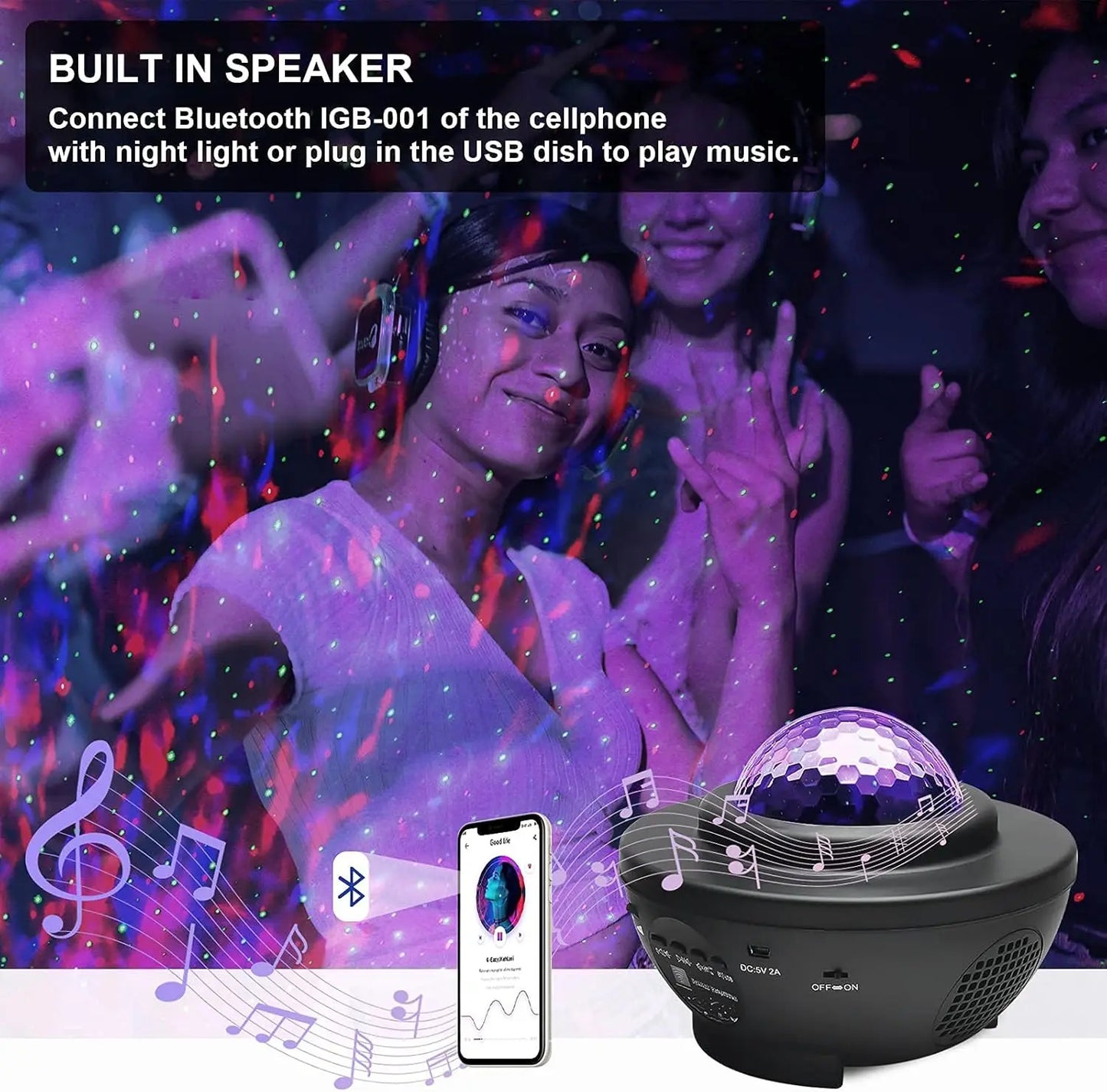 Star Night Light Projector Galaxy with Ocean Wave Music Speaker Sky Light Projector for Bedroom Decoration Birthday Gift Party